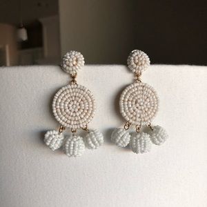 White beaded earrings